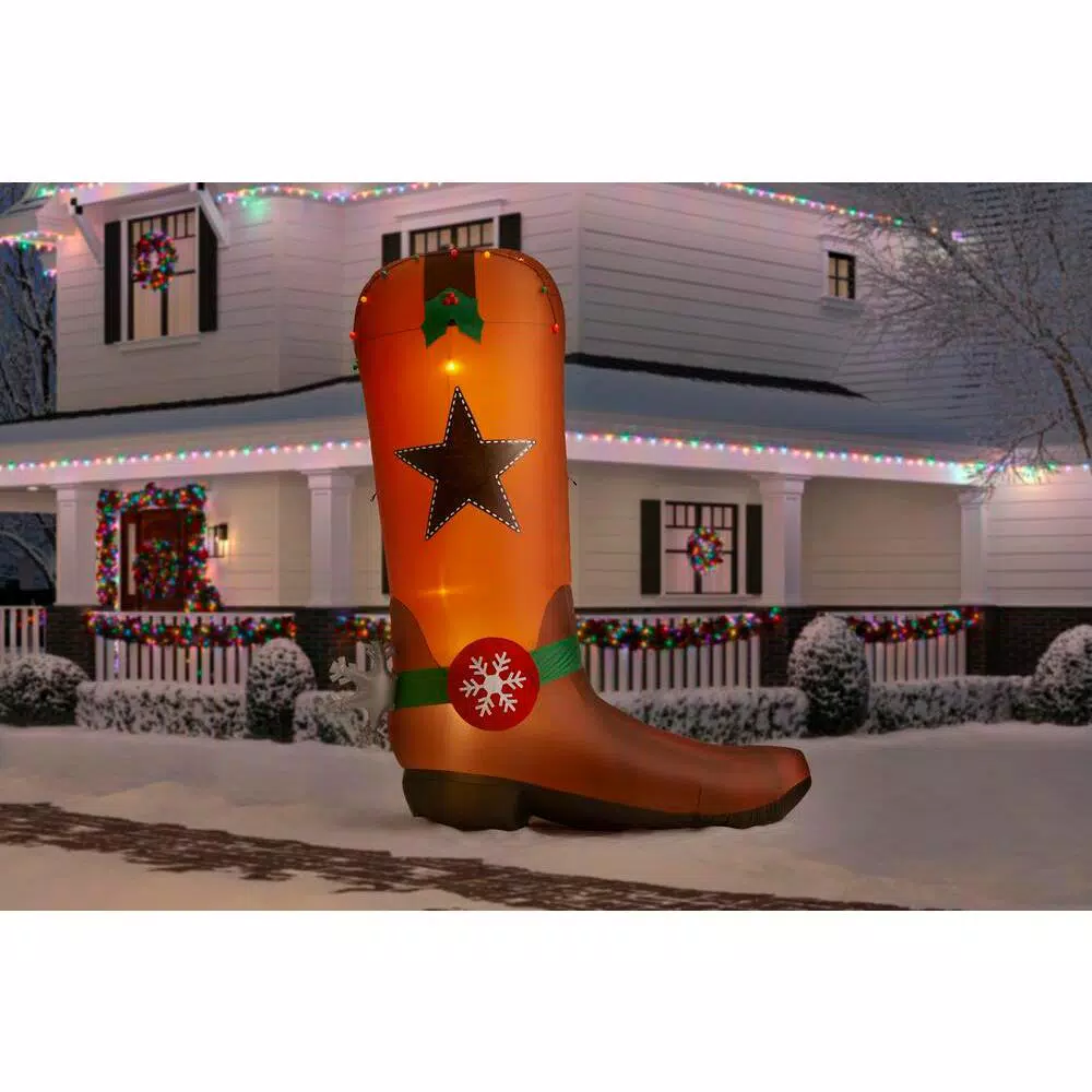 Outdoor Christmas Decorations Home Accents Holiday 11 Ft Giant-Sized LED Inflatable Cowboy Boot 4 Outdoor Christmas Decorations Home Accents Holiday 11 Ft Giant-Sized LED Inflatable Cowboy Boot - Image 2