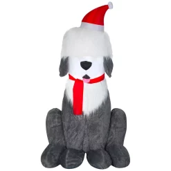 Outdoor Christmas Decorations Home Accents Holiday 7 Ft. Inflatable Fuzzy Plush Sheep Dog