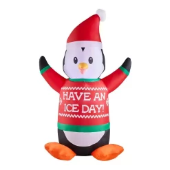 Outdoor Christmas Decorations Home Accents Holiday 6 Ft. Animated Inflatable Shivering Penguin Ice Day