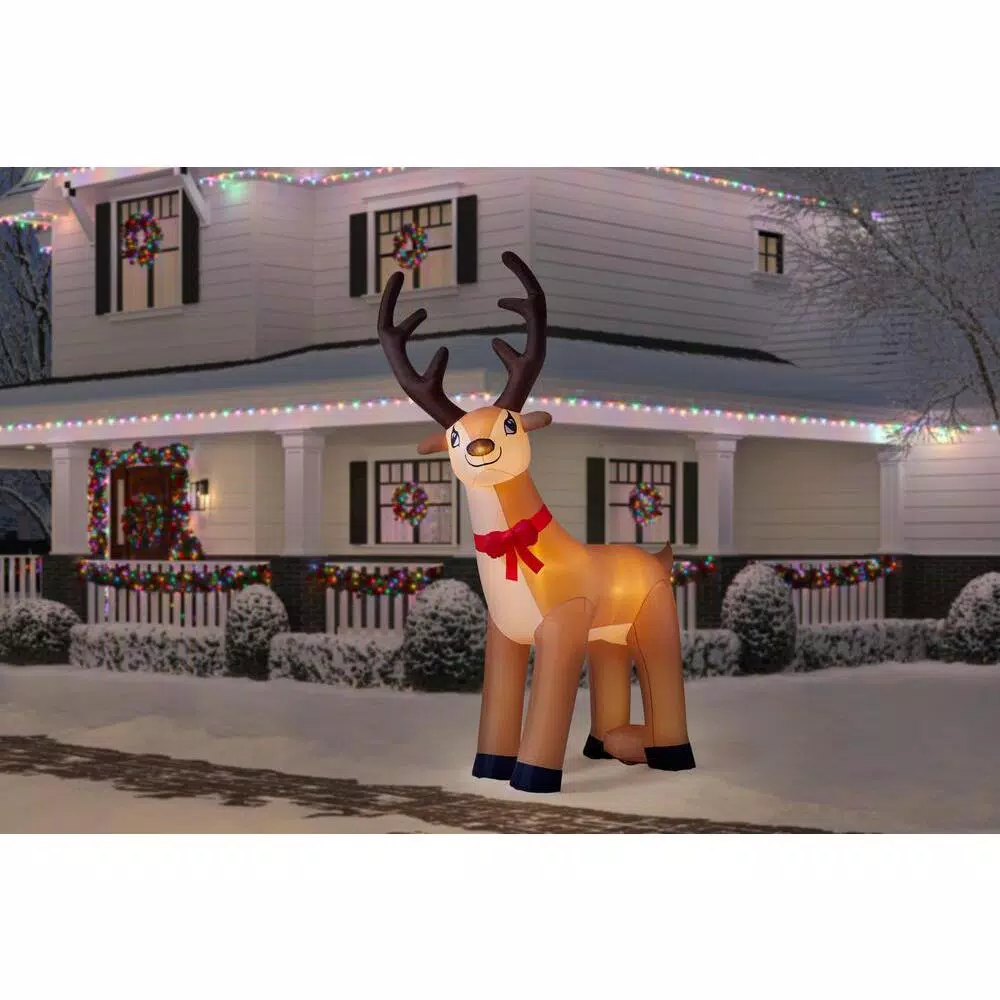Outdoor Christmas Decorations Home Accents Holiday 11 Ft. Giant Inflatable Reindeer With LED Lights 4 Outdoor Christmas Decorations Home Accents Holiday 11 Ft. Giant Inflatable Reindeer With LED Lights - Image 2