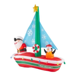 Outdoor Christmas Decorations Home Accents Holiday 7 Ft. Pre-Lit LED Inflatable Santa In Sailboat Scene -Home Accents shop home accents holiday christmas inflatables 37335 40 1000