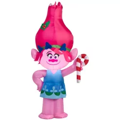 Outdoor Christmas Decorations Home Accents Holiday 21.65 In. W X 12.99 In. D X 42.13 In. H Lighted Inflatable Poppy With Candy Cane