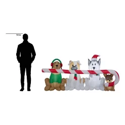 Outdoor Christmas Decorations Home Accents Holiday 8 Ft. W Pre-Lit Giant Airblown Inflatable Christmas Puppies With Candy Cane Scene -Home Accents shop home accents holiday christmas inflatables 39367 76 1000