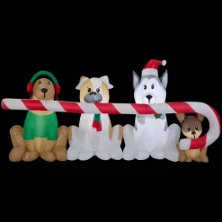 Outdoor Christmas Decorations Home Accents Holiday 8 Ft. W Pre-Lit Giant Airblown Inflatable Christmas Puppies With Candy Cane Scene -Home Accents shop home accents holiday christmas inflatables 39367 c3 1000