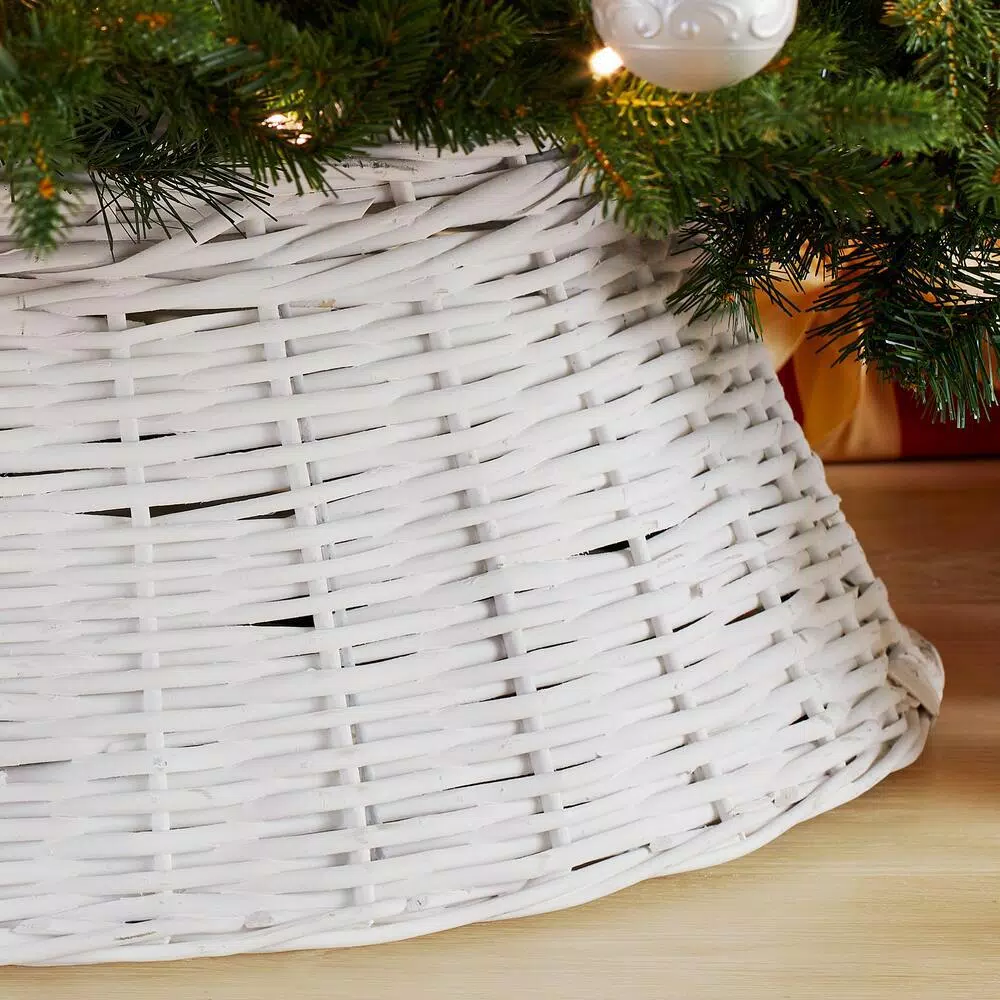 Christmas Tree Decorations Home Accents Holiday 27 In. D White Wicker Christmas Tree Collar 8 Christmas Tree Decorations Home Accents Holiday 27 In. D White Wicker Christmas Tree Collar - Image 6