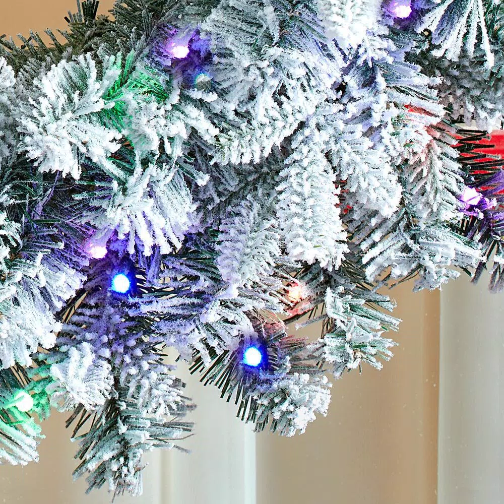 Christmas Greenery Home Accents Holiday 30 In. Starry Light Flocked Pine LED Prelit Wreath With 50-Lights And Timer 7 Christmas Greenery Home Accents Holiday 30 In. Starry Light Flocked Pine LED Prelit Wreath With 50-Lights And Timer - Image 5