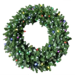 Christmas Greenery Home Accents Holiday 60 In. Royal Grand Spruce Artificial Wreath With Cool White And Multi Lights