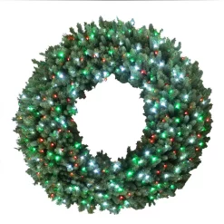 Christmas Greenery Home Accents Holiday 60 In. Christmas Bright Spruce Artificial Wreath With Red, Green, Cool White Lights