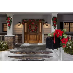 Christmas Greenery Home Accents Holiday 36 In Berry Bliss Battery Operated Mixed Pine LED Pre-Lit Artificial Wreath With Timer -Home Accents shop home accents holiday christmas wreaths chzh3811995th9 40 1000