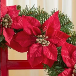 Christmas Greenery Home Accents Holiday 30 In. Berry Bliss Battery Operated Pre-Lit LED Artificial Christmas Wreath With Poinsettia -Home Accents shop home accents holiday christmas wreaths chzh3812096hd 66 1000