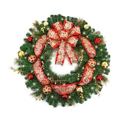 Christmas Greenery Home Accents Holiday 36 In. Royal Easton Battery Operated Pre-Lit LED Artificial Christmas Wreath