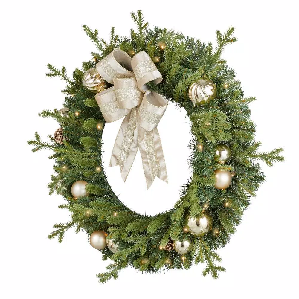 Christmas Greenery Home Accents Holiday 30 In. St. Germain Battery Operated Pre-Lit LED Artificial Christmas Wreath 5 Christmas Greenery Home Accents Holiday 30 In. St. Germain Battery Operated Pre-Lit LED Artificial Christmas Wreath - Image 3