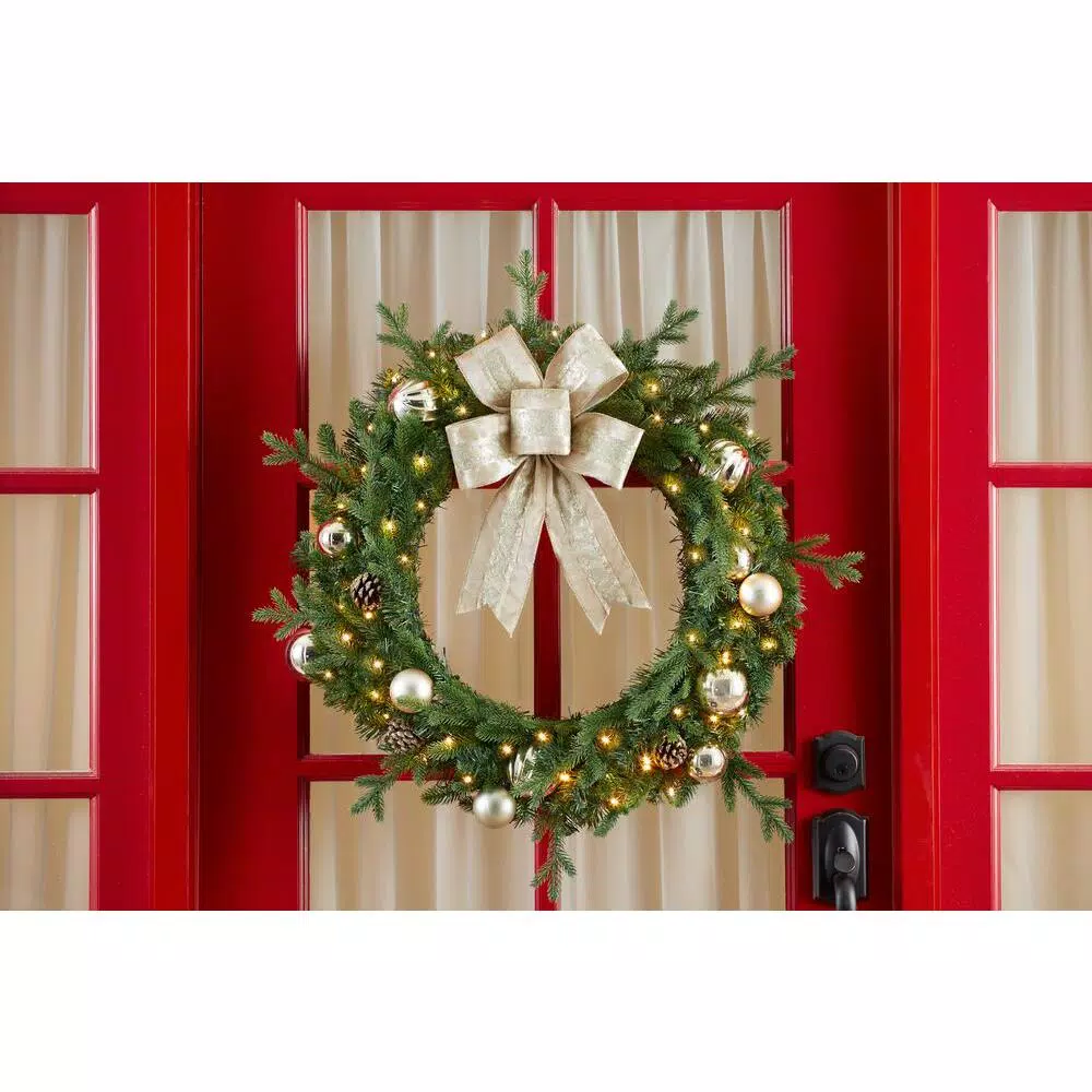 Christmas Greenery Home Accents Holiday 30 In. St. Germain Battery Operated Pre-Lit LED Artificial Christmas Wreath 4 Christmas Greenery Home Accents Holiday 30 In. St. Germain Battery Operated Pre-Lit LED Artificial Christmas Wreath - Image 2