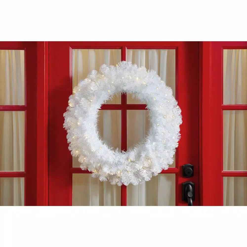 Christmas Greenery Home Accents Holiday 30 In. Uptown Pre-Lit LED Artificial Christmas Wreath With 136 Tips And 50 Warm White Micro Dot Lights 4 Christmas Greenery Home Accents Holiday 30 In. Uptown Pre-Lit LED Artificial Christmas Wreath With 136 Tips And 50 Warm White Micro Dot Lights - Image 2
