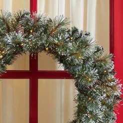 Christmas Greenery Home Accents Holiday 30in. Sparkling Amelia Pine Battery Operated Pre-lit LED Artificial Christmas Wreath With 50 Warm White Micro-Dot Lights -Home Accents shop home accents holiday christmas wreaths gd26m2r70l00 66 1000