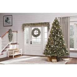 Christmas Greenery Home Accents Holiday 30in. Sparkling Amelia Pine Battery Operated Pre-lit LED Artificial Christmas Wreath With 50 Warm White Micro-Dot Lights -Home Accents shop home accents holiday christmas wreaths gd26m2r70l00 a0 1000