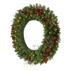 Christmas Greenery Home Accents Holiday 30 In. Winslow Fir Battery Operated Pre-lit Artificial Christmas Wreath With 175 Tips And 50 Warm White Lights -Home Accents shop home accents holiday christmas wreaths gd26p4598l02 40 1000