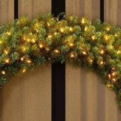 Christmas Greenery Home Accents Holiday 60 In. Wesley Pre-Lit Long Needle Pine Artificial Christmas Wreath With 498-mixed Tips And 240 Warm White Lights -Home Accents shop home accents holiday christmas wreaths gd50m2l46l02 1d 1000
