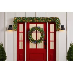 Christmas Greenery Home Accents Holiday 32 In. Norwood Fir Artificial Wreath With Multi-LED Light -Home Accents shop home accents holiday christmas wreaths nf 315 32w b1 40 1000