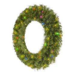 Christmas Greenery Home Accents Holiday 32 In. Norwood Fir Artificial Wreath With Multi-LED Light -Home Accents shop home accents holiday christmas wreaths nf 315 32w b1 a0 1000