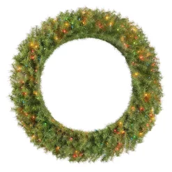 Christmas Greenery Home Accents Holiday 48 In. Dia Green Pre-Lit Incandescent Light Norwood Fir Artificial Christmas Wreath With 200-Lights