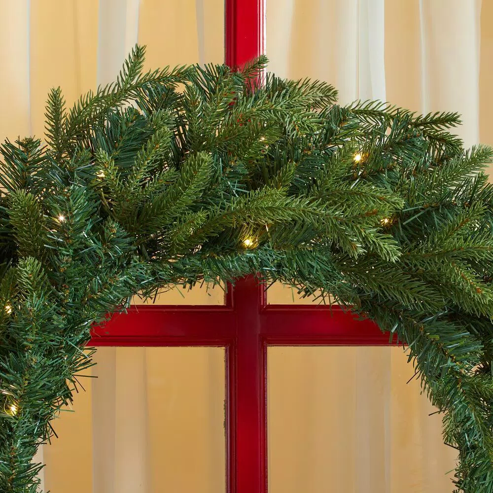 Christmas Greenery Home Accents Holiday 30 In. Mayfield Prelit LED Artificial Christmas Wreath With 35 Warm White Micro Dot Light 7 Christmas Greenery Home Accents Holiday 30 In. Mayfield Prelit LED Artificial Christmas Wreath With 35 Warm White Micro Dot Light - Image 5