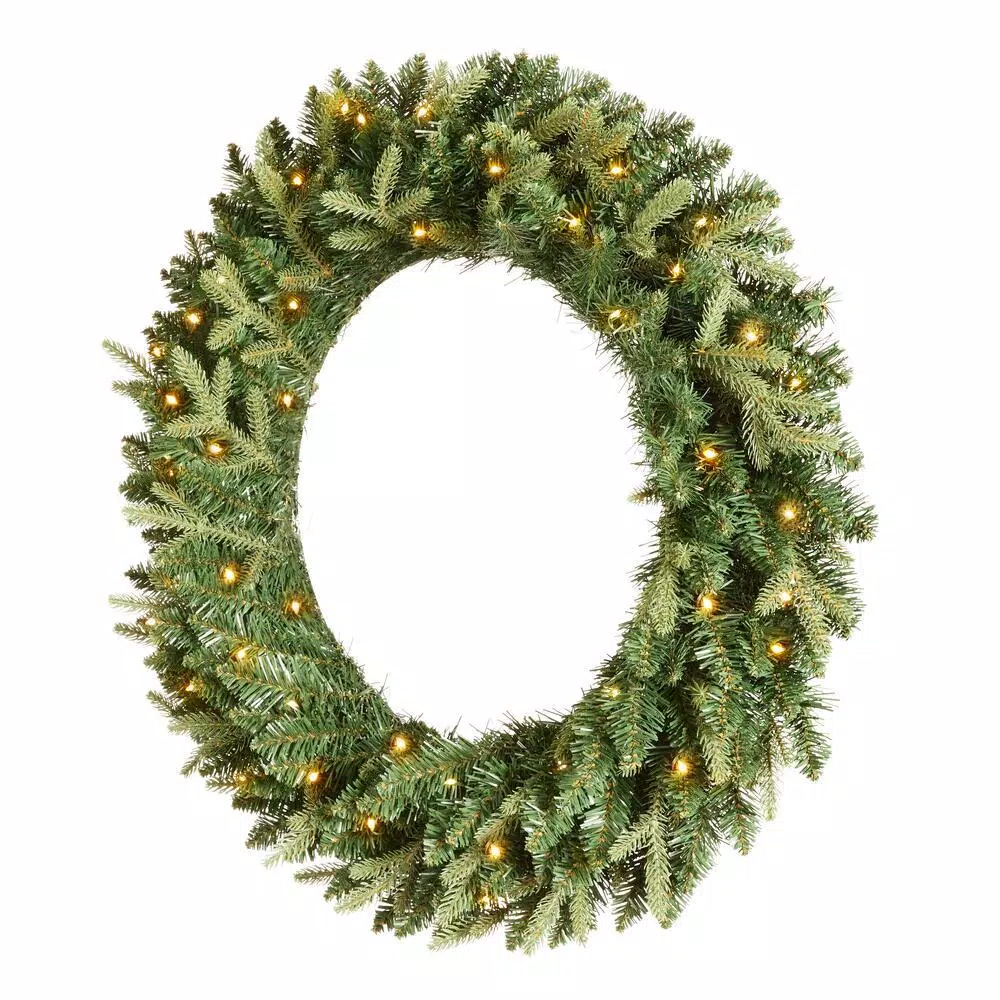 Christmas Greenery Home Accents Holiday 30 In. Mayfield Prelit LED Artificial Christmas Wreath With 35 Warm White Micro Dot Light 6 Christmas Greenery Home Accents Holiday 30 In. Mayfield Prelit LED Artificial Christmas Wreath With 35 Warm White Micro Dot Light - Image 4