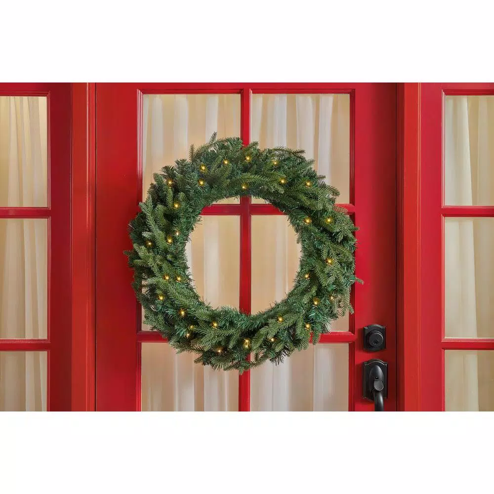 Christmas Greenery Home Accents Holiday 30 In. Mayfield Prelit LED Artificial Christmas Wreath With 35 Warm White Micro Dot Light 4 Christmas Greenery Home Accents Holiday 30 In. Mayfield Prelit LED Artificial Christmas Wreath With 35 Warm White Micro Dot Light - Image 2