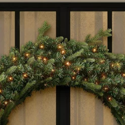 Christmas Greenery Home Accents Holiday 48 In. Jackson Prelit Led Artificial Wreath With 200-Low Voltage LED Micro Dot Lights -Home Accents shop home accents holiday christmas wreaths seyi710009t61 1d 1000