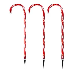 Outdoor Christmas Decorations Home Accents Holiday 4 Ft. Lighted Candy Cane (3-Pack)