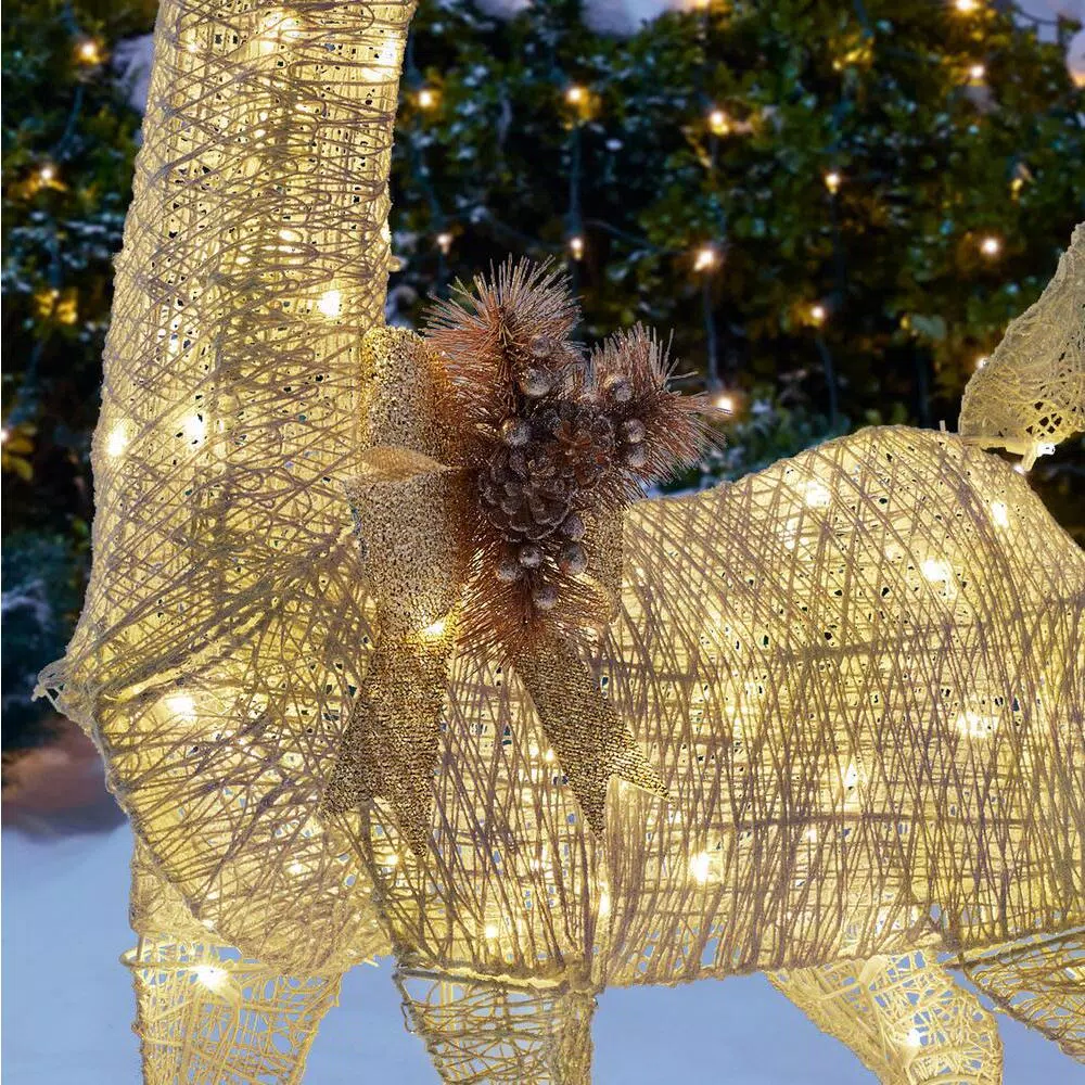 Outdoor Christmas Decorations Home Accents Holiday 4 Ft Warm White 80-Light LED White Deer With Gold Bow 7 Outdoor Christmas Decorations Home Accents Holiday 4 Ft Warm White 80-Light LED White Deer With Gold Bow - Image 5