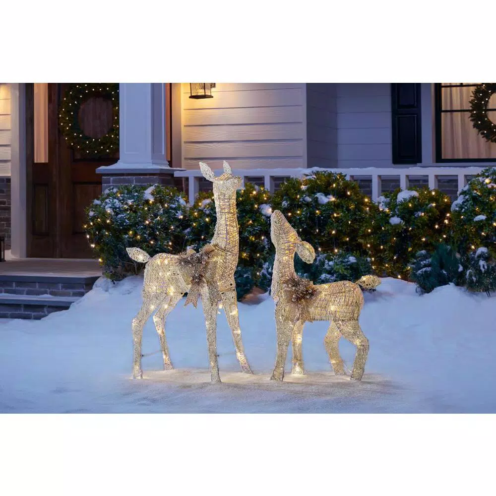 Outdoor Christmas Decorations Home Accents Holiday 3 Ft LED Lighted White Deer And Doe 4 Outdoor Christmas Decorations Home Accents Holiday 3 Ft LED Lighted White Deer And Doe - Image 2
