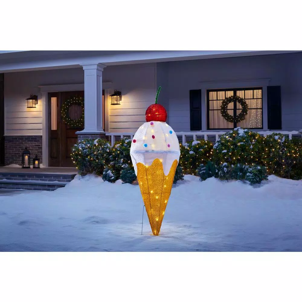 Outdoor Christmas Decorations Home Accents Holiday 42 In Warm White 40-Light LED Ice Cream 4 Outdoor Christmas Decorations Home Accents Holiday 42 In Warm White 40-Light LED Ice Cream - Image 2