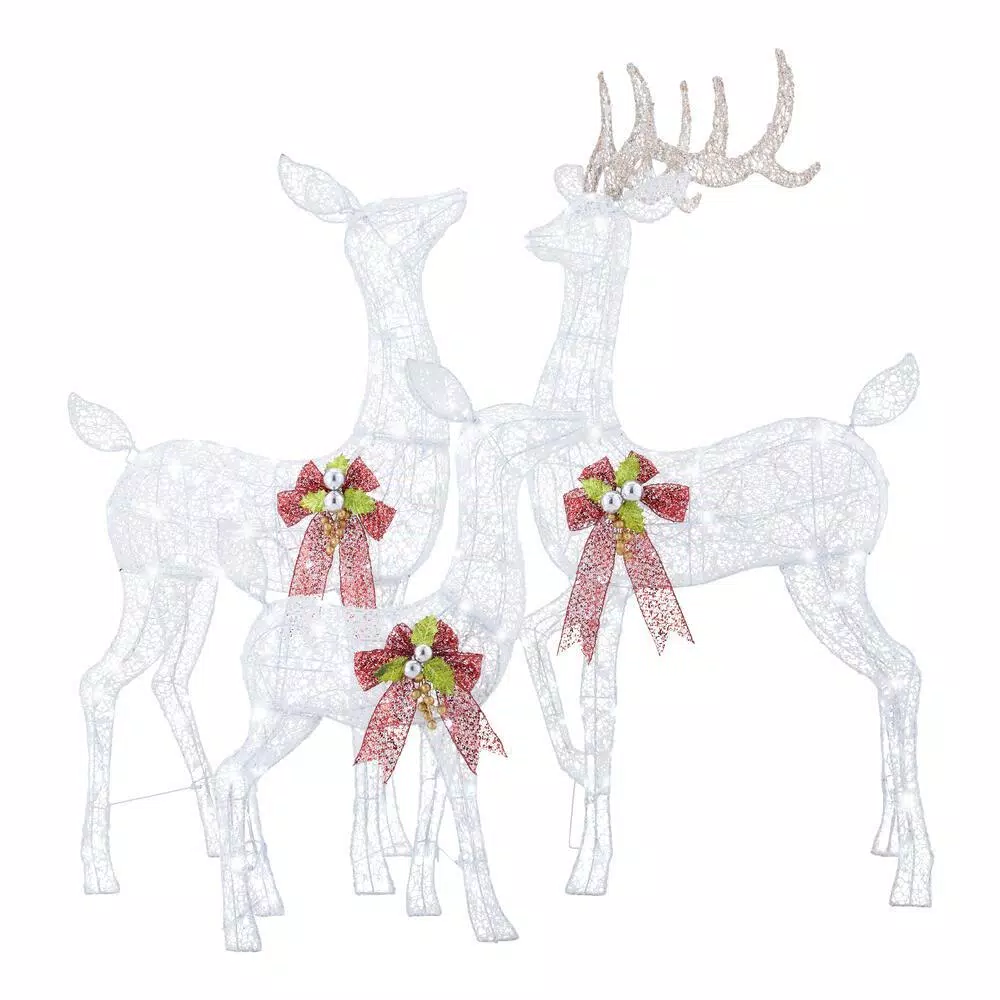 Outdoor Christmas Decorations Home Accents Holiday 3-Piece Fantasleigh Outdoor Christmas Deer Family With LED Cool White Lights 3 Outdoor Christmas Decorations Home Accents Holiday 3-Piece Fantasleigh Outdoor Christmas Deer Family With LED Cool White Lights