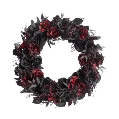 Outdoor Halloween Decorations Home Accents Holiday 30 In. Black Burgundy Halloween Rose Wreath