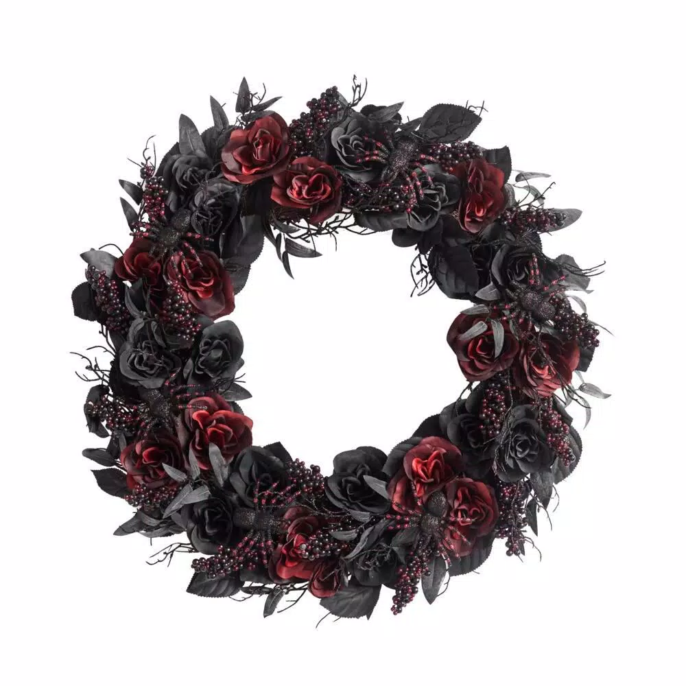 Outdoor Halloween Decorations Home Accents Holiday 30 In. Black Burgundy Halloween Rose Wreath 3 Outdoor Halloween Decorations Home Accents Holiday 30 In. Black Burgundy Halloween Rose Wreath
