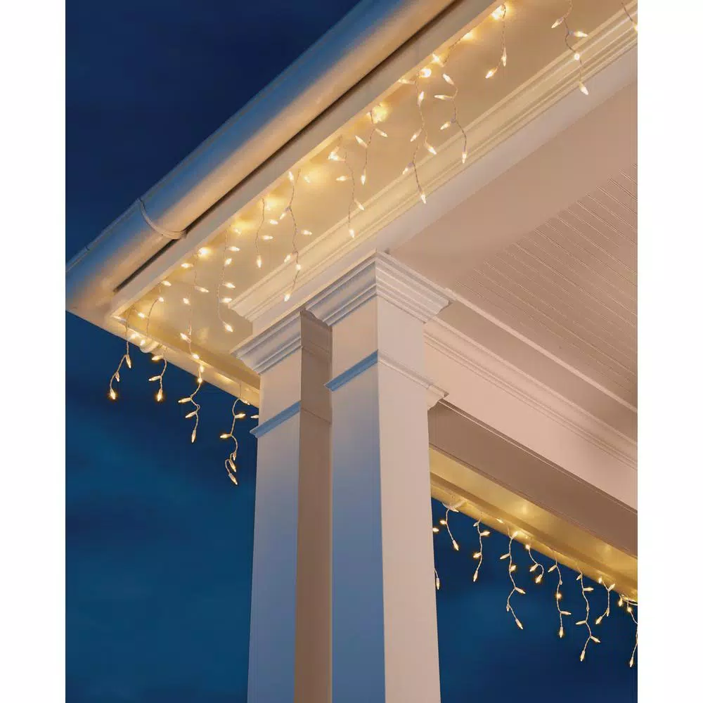 Christmas Lights Home Accents Holiday 8 Ft. 110-Light LED Warm White Smooth Mini Solar Icicle Light String 4 Christmas Lights Home Accents Holiday 8 Ft. 110-Light LED Warm White Smooth Mini Solar Icicle Light String - Image 2