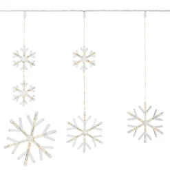 Christmas Lights Home Accents Holiday 64 In. 150-Light Warm White Micro Dot LED Snowflake Icicle Light