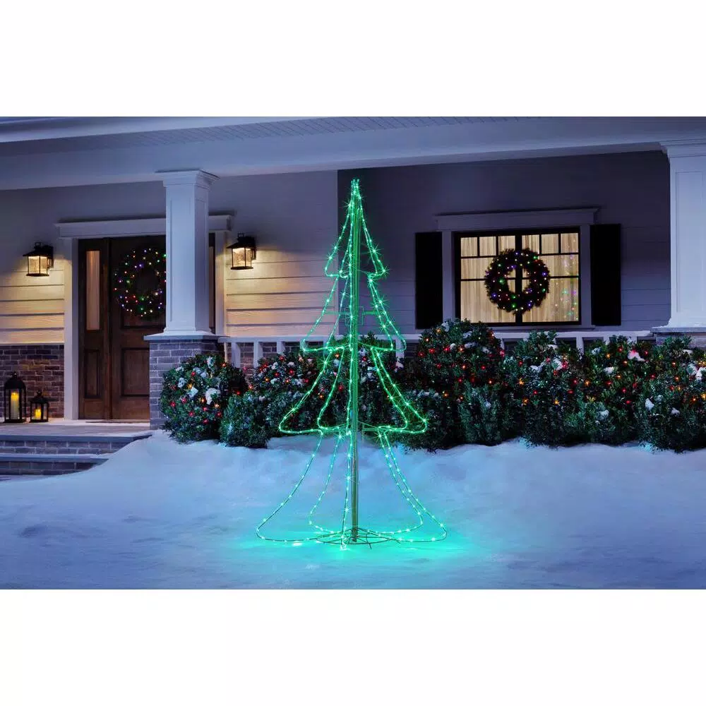 Christmas Trees Home Accents Holiday 6 Ft Green Twinkling Mini LED Tube Silhouette Tree 4 Christmas Trees Home Accents Holiday 6 Ft Green Twinkling Mini LED Tube Silhouette Tree - Image 2