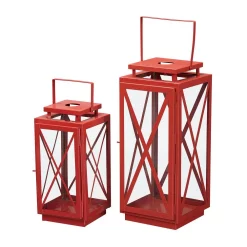 Candle Holders Home Decorators Collection Home Decorators Collection Chili Red Metal Candle Hanging Or Tabletop Lantern (Set Of 2)