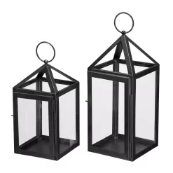 Candle Holders Home Decorators Collection Home Decorators Collection Black Powder Coated Metal Candle Hanging Or Tabletop Lantern (Set Of 2)