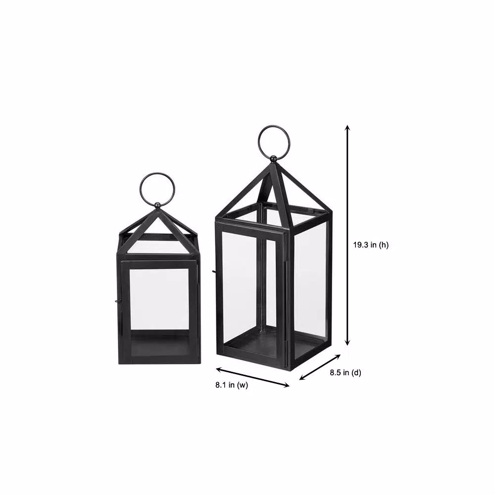 Candle Holders Home Decorators Collection Home Decorators Collection Black Powder Coated Metal Candle Hanging Or Tabletop Lantern (Set Of 2) 4 Candle Holders Home Decorators Collection Home Decorators Collection Black Powder Coated Metal Candle Hanging Or Tabletop Lantern (Set Of 2) - Image 2