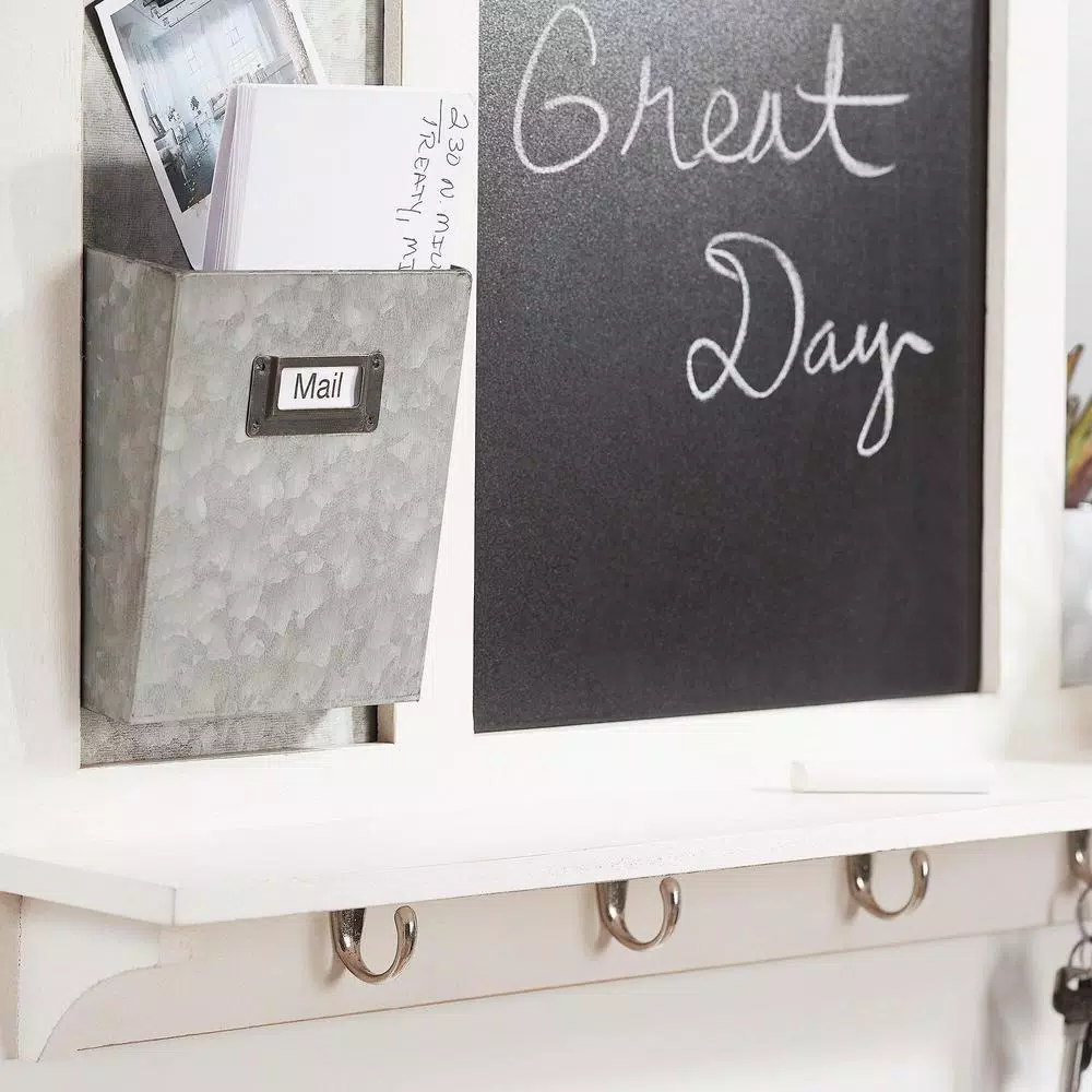 Memo Boards Home Decorators Collection 26 In. H X 31 In. W X 5 In D Home Decorators Collection White Wood Multi-Function Wall Organizer With Hooks 7 Memo Boards Home Decorators Collection 26 In. H X 31 In. W X 5 In D Home Decorators Collection White Wood Multi-Function Wall Organizer With Hooks - Image 5