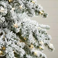 Christmas Trees Home Decorators Collection 7.5 Ft. Risch White Pine Heavy Flocked LED Pre-Lit Artificial Christmas Tree With 1000 SureBright Warm White Lights -Home Accents shop home decorators collection pre lit christmas trees tg76m2aohl03 1d 1000