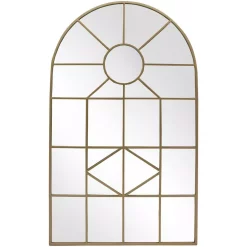Wall Mirrors Home Decorators Collection Medium Arched Gold Windowpane Classic Accent Mirror (39 In. H X 24 In. W)