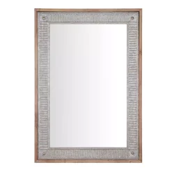 Wall Mirrors Home Decorators Collection Medium Rectangle Galvanized Antiqued Farmhouse Accent Mirror (39 In. H X 27 In. W)