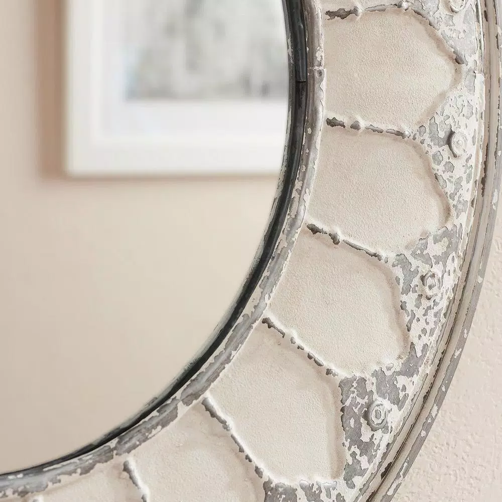 Wall Mirrors Home Decorators Collection Medium Round Ivory Antiqued Classic Accent Mirror (32 In. Diameter) 7 Wall Mirrors Home Decorators Collection Medium Round Ivory Antiqued Classic Accent Mirror (32 In. Diameter) - Image 5