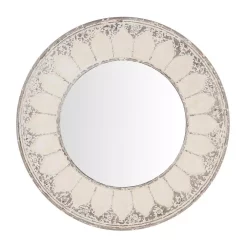 Wall Mirrors Home Decorators Collection Medium Round Ivory Antiqued Classic Accent Mirror (32 In. Diameter)