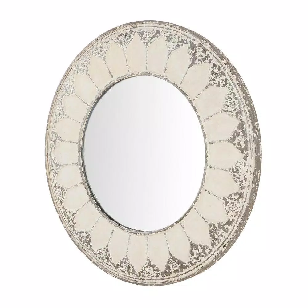 Wall Mirrors Home Decorators Collection Medium Round Ivory Antiqued Classic Accent Mirror (32 In. Diameter) 8 Wall Mirrors Home Decorators Collection Medium Round Ivory Antiqued Classic Accent Mirror (32 In. Diameter) - Image 6