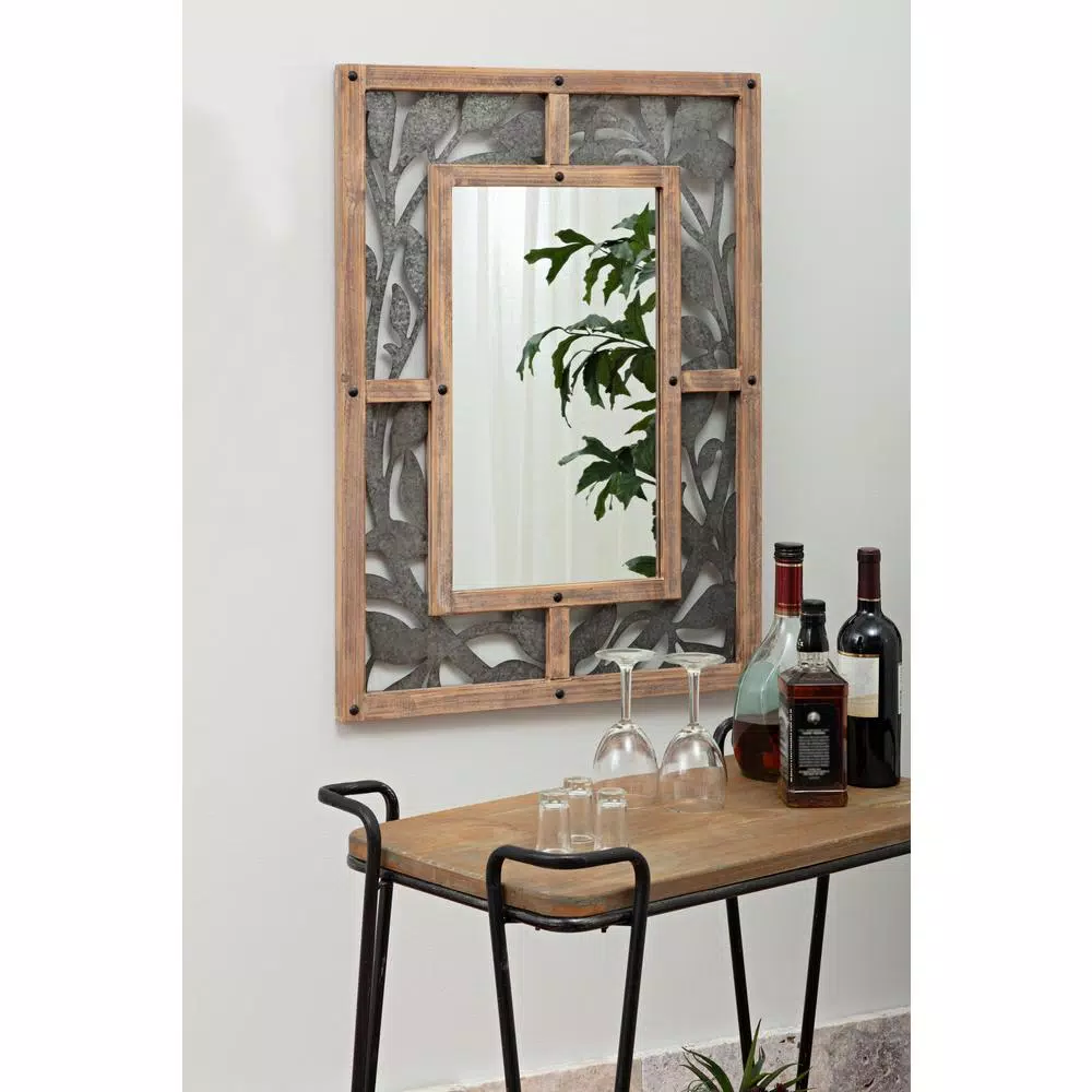 Wall Mirrors Home Decorators Collection Medium Rectangle Wood & Metal Antiqued Farmhouse Accent Mirror (39 In. H X 29 In. W) 9 Wall Mirrors Home Decorators Collection Medium Rectangle Wood & Metal Antiqued Farmhouse Accent Mirror (39 In. H X 29 In. W) - Image 7